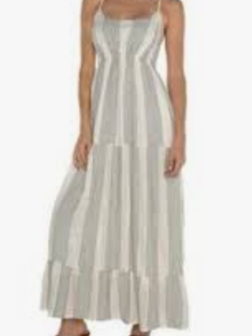 Liverpool Charcoal Thread Striped Cream Maxi Dress Adjustable Spaghetti Straps